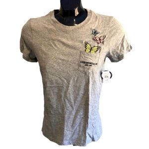NEW Aeropostale Heather Gray Tee with Embroidered Butterflies